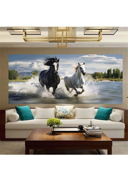 Modern Soyut Koşan Atlar Manzara Hd Kalite Kanvas Tablo fiyatları