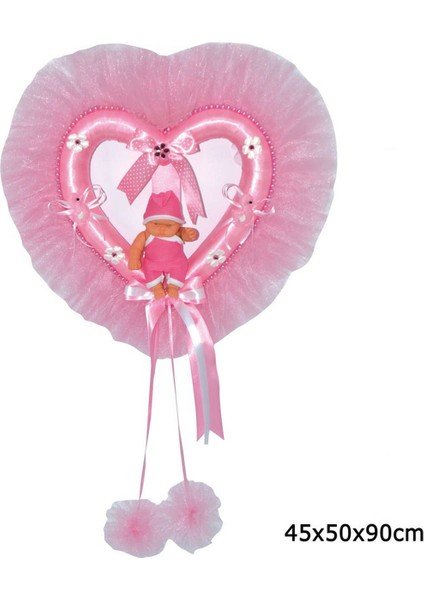 - Kalp Çerçeve Bebek Kapı Süsü Pembe 100 cm 13