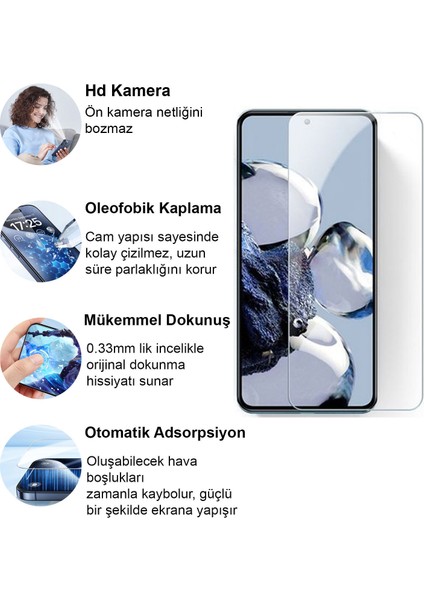 Xiaomi 12T Pro Kırılmaz Cam Şeffaf 0.3mm Kılıf Dostu Temperli Ekran Koruyucu