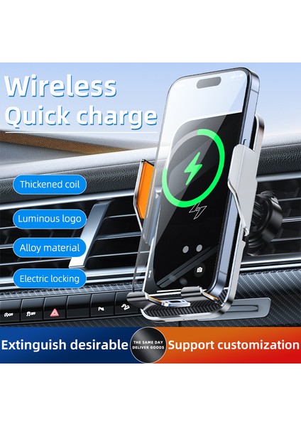 C8 15W Araç Havalandırma Menfezi Telefon Tutucu Kablosuz Şarj Cihazı Metal Şarj Braketi-Gri (Yurt Dışından) fırsatları