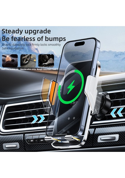 C8 15W Araç Havalandırma Menfezi Telefon Tutucu Kablosuz Şarj Cihazı Metal Şarj Braketi-Gri (Yurt Dışından) indirimleri