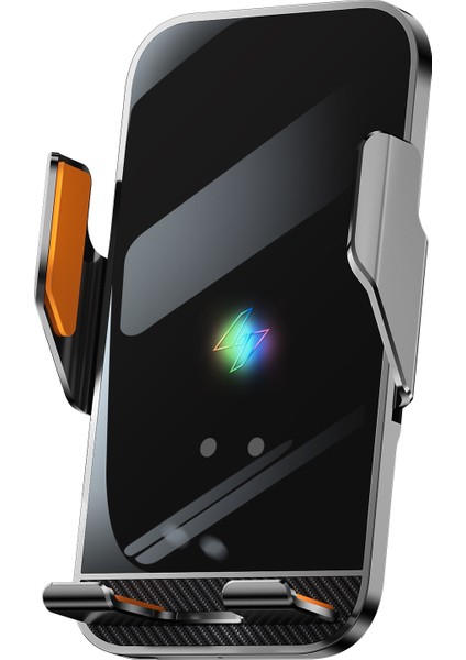 C8 15W Araç Havalandırma Menfezi Telefon Tutucu Kablosuz Şarj Cihazı Metal Şarj Braketi-Gri (Yurt Dışından)