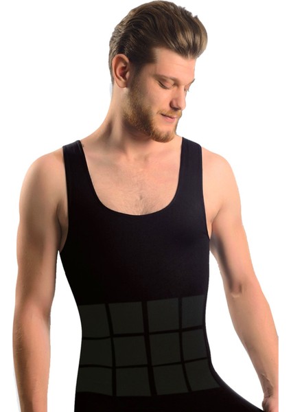 Siyah Erkek Dikişsiz Vücut Toparlayıcı Korse - 740 - Beden L 13