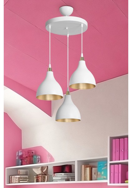 Beyaz Sarkıt Avize, Salon, Mutfak, Yatak Odası, Modern, 35 cm, 1 Ampüllü