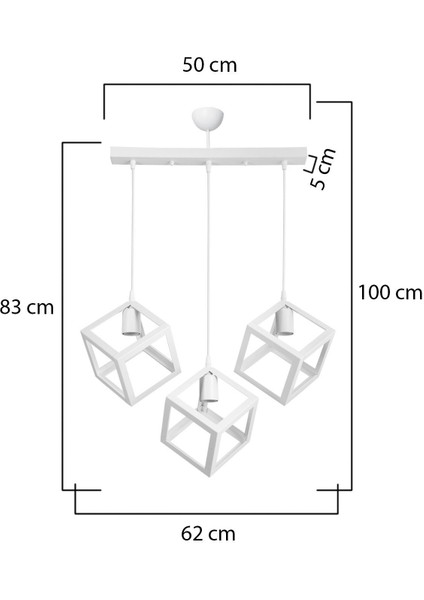 Beyaz Küp Sarkıt Avize 2'li, 22x35 cm, Modern ve Şık Aydınlatma Parçası modelleri