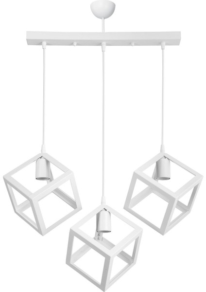 Beyaz Küp Sarkıt Avize 2'li, 22x35 cm, Modern ve Şık Aydınlatma Parçası fırsatları