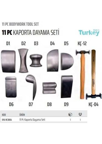 016-RC3864 11 Pc Kaporta Dayama Seti