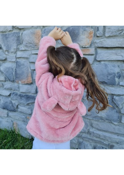Bebek-Çocuk Peluş Kapüşonlu Hırka