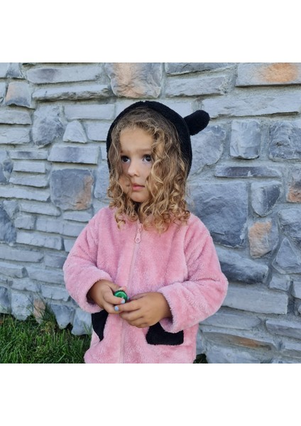 Bebek-Çocuk Peluş Kapüşonlu Hırka