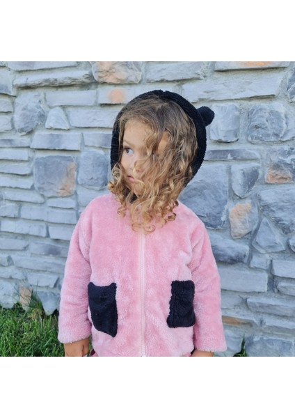 Bebek-Çocuk Peluş Kapüşonlu Hırka