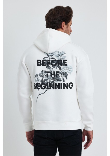 Erkek Ön ve Arka Baskılı Regular Kapüşonlu 3 Iplik Şardonlu Sweatshirt indirimleri