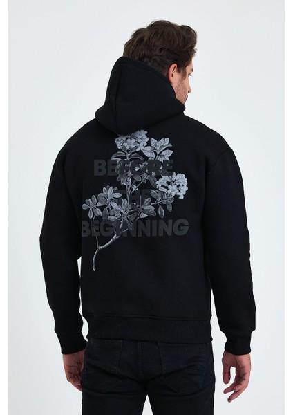 Erkek Ön ve Arka Baskılı Regular Kapüşonlu 3 Iplik Şardonlu Sweatshirt indirimleri