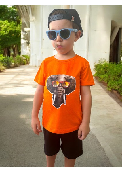 Savana Hayvan Havalı Fil Anaokulu Kreş Şort Tişört Takım Unisex Çocuk 2li Takım Pamuklu Penye fiyatları