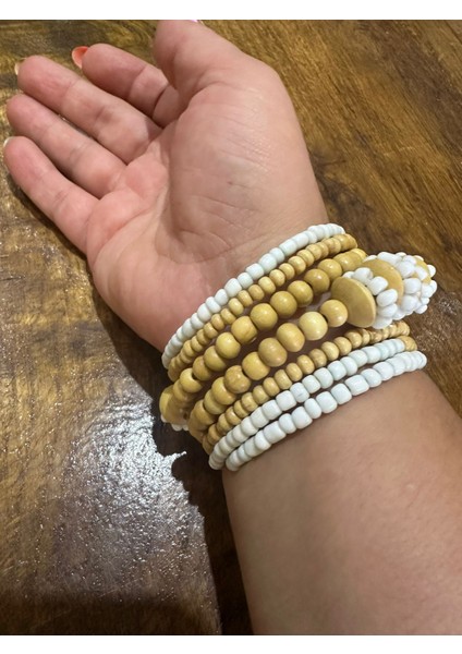 Ahşap Bambu Boncuklu Dolama Kadın Bileklik modelleri