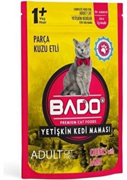 Parça Kuzu Etli Yetişkin Kediler Için Yaş Mama 85 Gram x 12 Paket