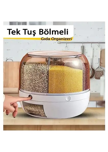 Kuru Gıda ve Bakliyat Organizeri 360° Dönebilen 6 Bölmeli Ayrıştırıcılı Hava Geçirmez Saklama Kabı fırsatları