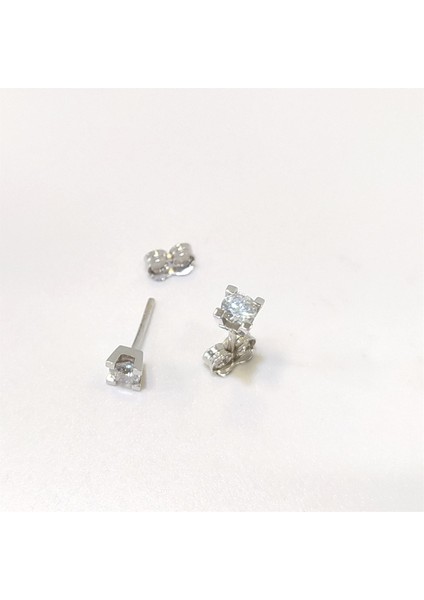 0.38CT Pırlanta Tek Taş Küpe 14 Ayar Altın