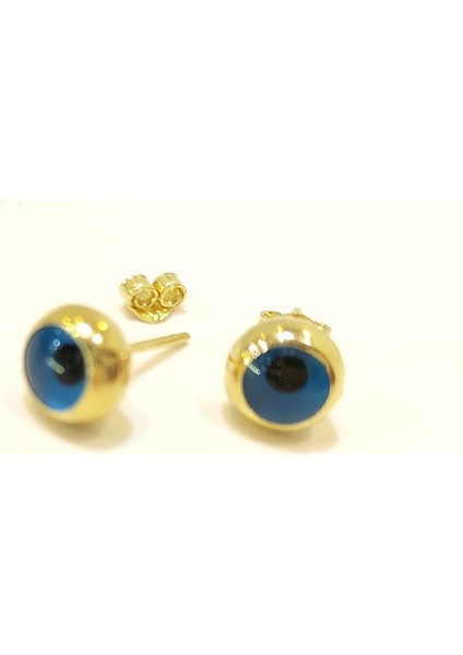 Göz Boncuklu Vidalı Küpe 14 Ayar Altın 4K Videolu