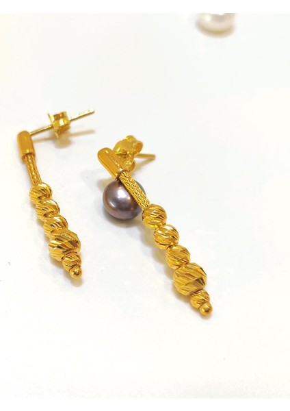 Kazze Zincirli Dorika Toplu Küpe 22 Ayar Altın Hd Videolu