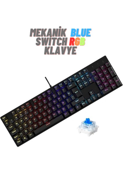 Ata Soft Beyaz Rgb Kırmızı Switch Q Gaming Tam Mekanik Kablolu Oyuncu Klavyesi Bkb4