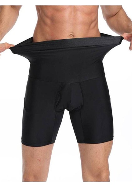 Erkek S/M-L/XL-2XL Dikişsiz Yüksek Bel Göbek Toparlayıcı Sıkılaştırıcı Boxer Korse Siyah modelleri