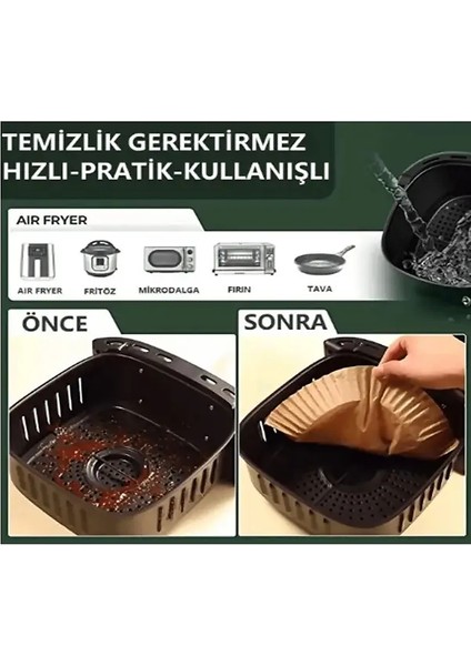 Airfryer Pişirme Kağıdı 100 Adet Yuvarlak Yağsız Fritöz Malzeme Ile Sızdırmayı Önler