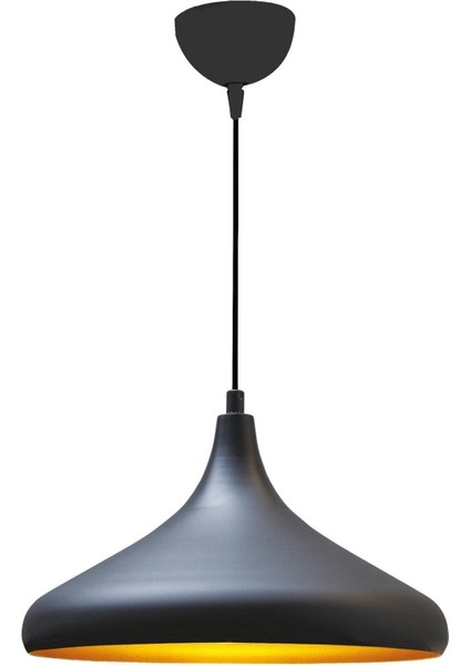 Modern metal sarkıt avize, şık tasarım, 18x32 cm, tekli, siyah renk