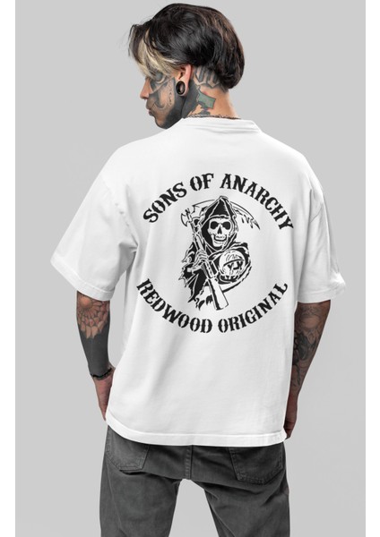 Unisex Sons Of Anarchy Sırt Baskılı Tişört, Oversize Soa Dizi Temalı T-Shirt fiyatları