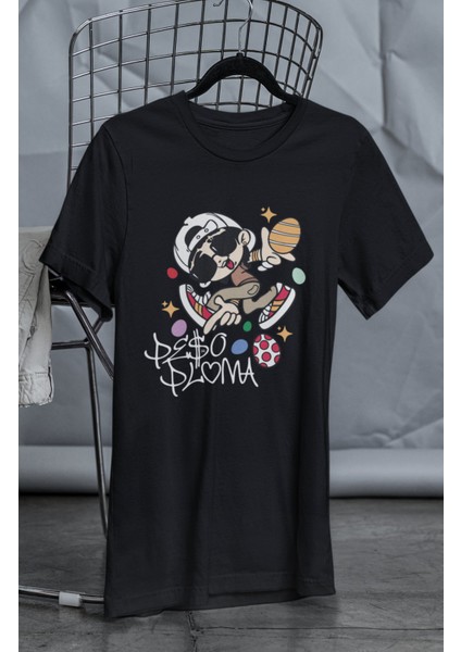 Unisex Minyatür Peso Pluma Baskılı T-Shirt, Oversize Müzik Temalı Tişört