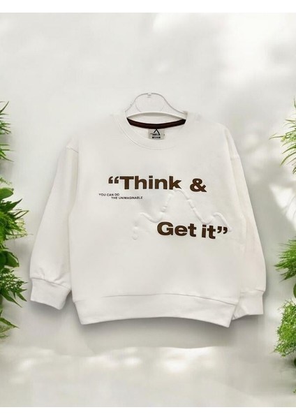 Erkek Çocuk Think Get It Yazılı Yumuşak Dokulu Eşofman Takım
