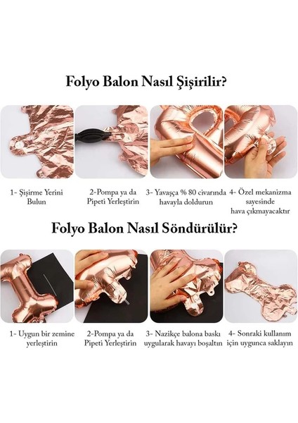 Balon Diyarı Rose Gold Konsept Yaş Doğum Günü Kutlama Seti; Beyaz Gold Konfetili Balon, Rakam Yıldız Folyo ve Banner