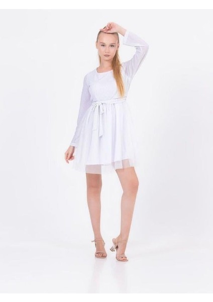 Kız Çocuk Kadife Tüllü Simli Özel Gün Elbisesi