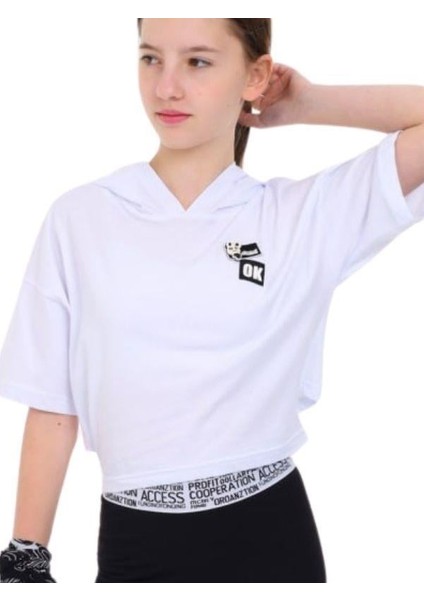 Kız Çocuk Pamuklu Geniş Kesim Kapüşonlu T-Shirt fırsatları