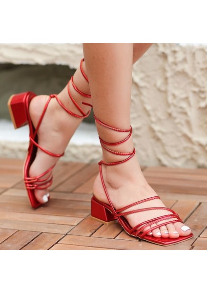 Merdi Kırmızı Cilt Topuklu Ayakkabı fırsatları