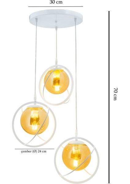 Tekno Trust Dünya 3 Lu Tepsi. Glop Bal Rengi Camlı Beyaz Avize. Salon, Mutfak, Genç, Odası, Yatak Odası, Mağaza fiyatları
