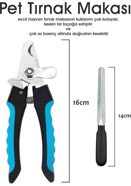 Tekno Trust Kedi ve Küçük Irk Köpek Tırnak Makası Törpü Seti Orta Boy Yeni Model 1 Adet Manikür Bakım