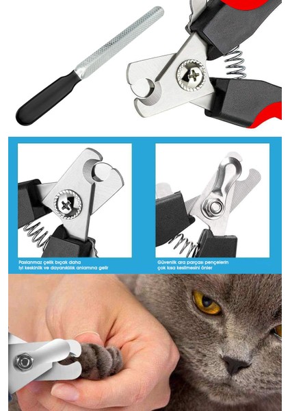 Tekno Trust Kedi ve Küçük Irk Köpek Tırnak Makası Törpü Seti Orta Boy Yeni Model 1 Adet Manikür Bakım