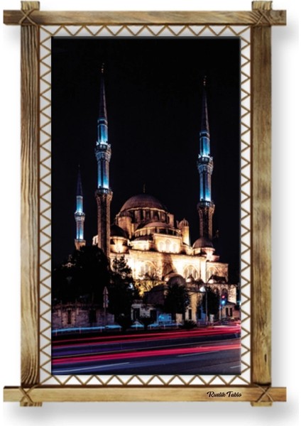 Camii LED Işıklı Rustik Kanvas Tablo B
