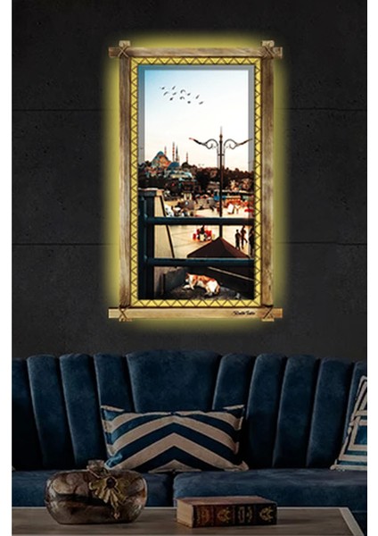Istanbul LED Işıklı Rustik Kanvas Tablo K