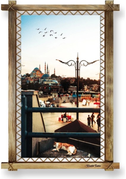 Istanbul LED Işıklı Rustik Kanvas Tablo K