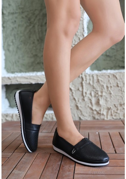 Jtem Siyah Cilt Babet Ayakkabı modelleri