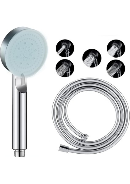 5 Fonksiyonlu Dayanıklı Lüks Duş Seti Başlığı + 170CM Ekstra Uzun Paslanmaz Duş Spirali Hortumu/abs Duş Takımı
