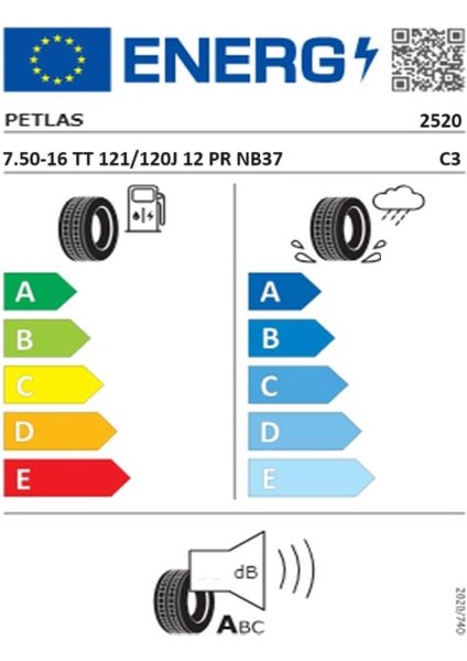 7.50-16 Tt 121/120J 12PR NB37 Çeker Kamyonet Dört Mevsim Lastiği (Üretim Yılı: 2024)
