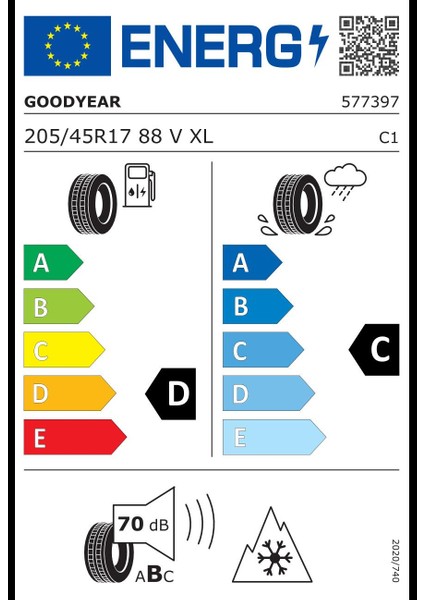 205/45 R17 88V Ultragrip 8 Performance Ms Xl Fp Oto Kış Lastiği (Üretim Yılı: 2024)