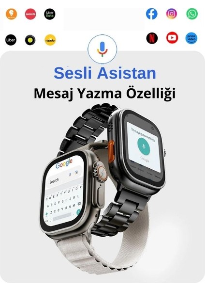 Watch Ultra Kameralı 4g Sim Kartlı 16GB Akıllı Saat Çocuk Wi-Fi Googleplay iphone Huawei Uyumlu 8-9