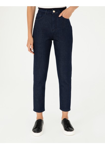 Kadın Koyu İndigo Mom Fit Jean Pantolon 50293347-VR089 fiyatları