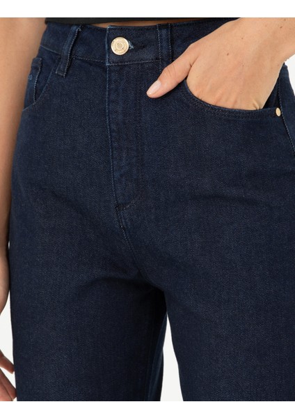 Kadın Koyu İndigo Mom Fit Jean Pantolon 50293347-VR089 indirimleri