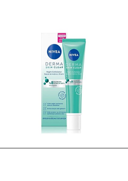 Nivea Derma Skin Clear Night Exfoliator Gece Arındırıcı Krem 40ML