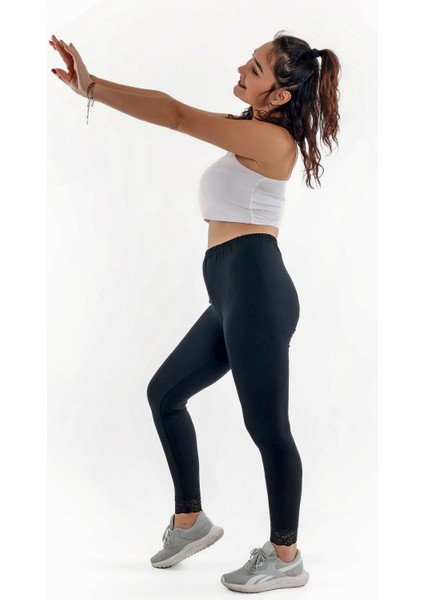 Siyah Dantelli Tayt (Büyük Beden Seçeneğiyle) fırsatları