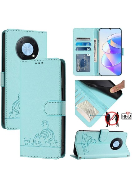 Huawei Zevk Için Kılıf 50 Pro 4g Kart Yuvası Tutucu Kickstand Cüzdan Flip Kedi (Yurt Dışından)